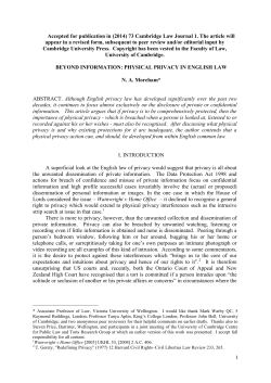 Beyond Information: Physical Privacy in English Law