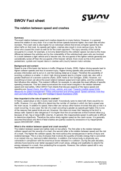 Factsheet The relation between speed and crashes