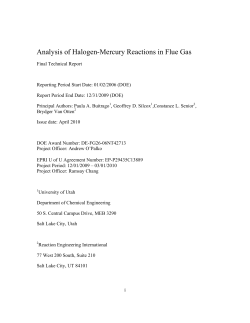 Analysis of Halogen-Mercury Reactions in Flue Gas