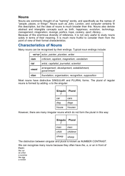 Characteristics of Nouns