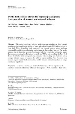 Do the best scholars attract the highest speaking fees? An