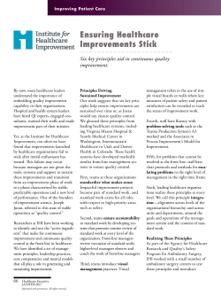 Ensuring Healthcare Improvements Stick