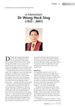Dr Wong Heck Sing - SMA News - Singapore Medical Association
