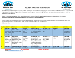 YOUR 1/2 MARATHON TRAINING PLAN