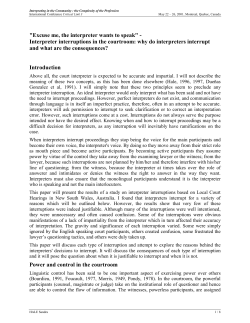 Interpreter Interruptions in the Courtroom: Why Do Interpreters Interrupt