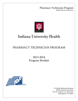 2015 &ndash; 2016 Pharmacy Technician Program Booklet