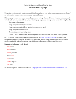 Practice Plain Language - Montgomery County Public Schools