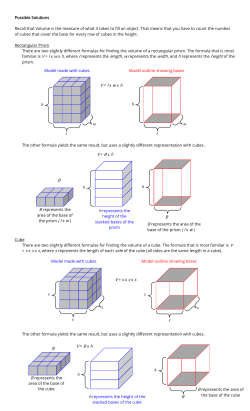 V = l x w x h V = B x h B B V = s x s x s V = B x h B B