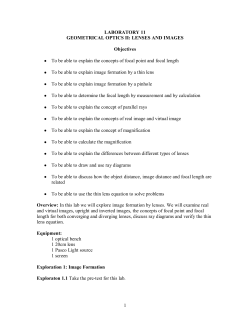 1 LABORATORY 11 GEOMETRICAL OPTICS II: LENSES AND