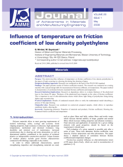 Influence of temperature on friction coefficient of low
