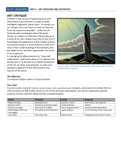 art critique - AVI 1O Visual Arts