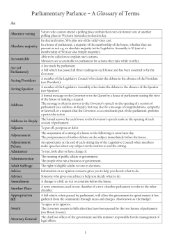 Parliamentary Parlance &ndash; A Glossary of Terms