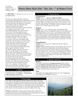 Example Poetry Menu Main Dish