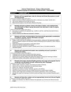 Strand 1: LANGUAGE (L) - Andover Public Schools
