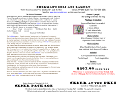 passover menu - Sherman`s Deli