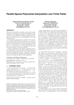 Parallel sparse polynomial interpolation over finite - CECM