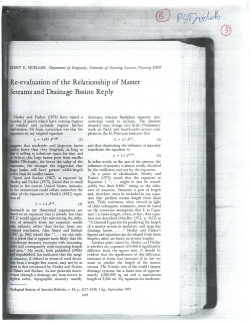 Re-evaluation of the Relationship of Master Streams and Drainage