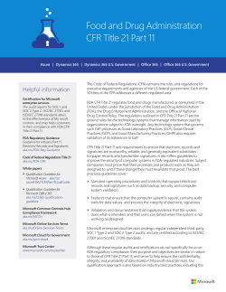 Food and Drug Administration CFR Title 21 Part 11