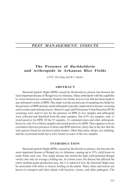 PEST MANAGEMENT: INSECTS The Presence of Burkholderia and