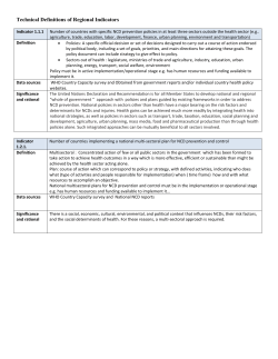 Technical Definitions of Regional Indicators