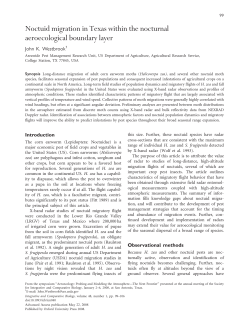 Noctuid migration in Texas within the nocturnal