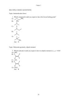 32 MULTIPLE CHOICE QUESTIONS Topic: Intermolecular forces 1