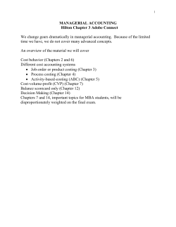 MANAGERIAL ACCOUNTING Hilton Chapter 3 Adobe Connect We