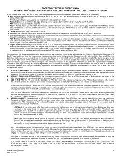 Debit Card / ATM Card Agreement and Disclosure