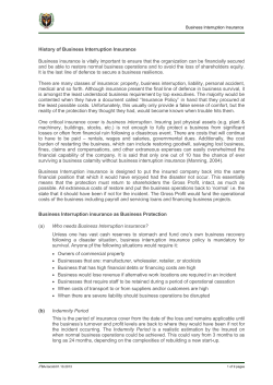 Insurance &ndash; Business Interruption