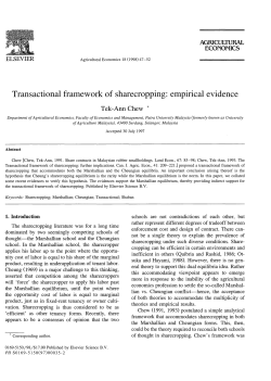 Transactional framework of sharecropping: empirical evidence