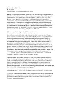 On Genocide. An Introduction By Ton Zwaan NIOD Institute for War