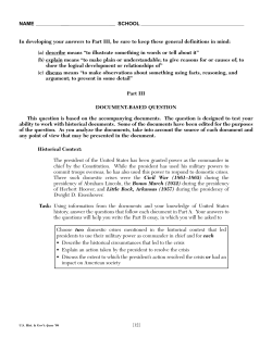 DBQ Presidency and Domestic Crises