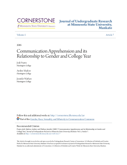 Communication Apprehension and its Relationship to