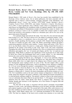 Bernard Beatty, Byron`s Don Juan . Routledge Library Editions: Lord