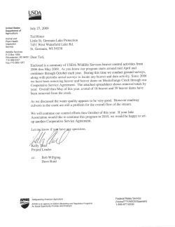 USDA Muskellunge Creek beaver control report - 2009