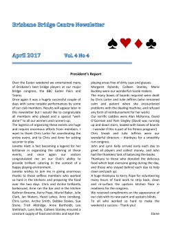April 2017 Newsletter - Brisbane Bridge Centre