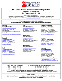 2016 February Newsletter - Arrowhead Youth Soccer Association