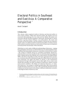 Electoral Politics in Southeast and East Asia: A Comparative