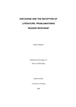 DISCOURSE AND THE RECEPTION OF LITERATURE
