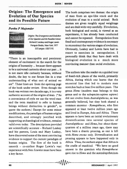 Origins: The Emergence and Evolution of Our Species and its