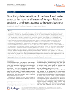 Bioactivity determination of methanol and water extracts for roots