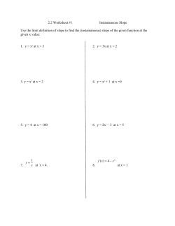 2.2 Worksheet #1 Instantaneous Slope Use the limit definition of