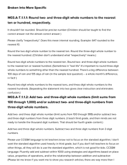Broken Into More Specific M03.A-T.1.1.1: Round two- and three