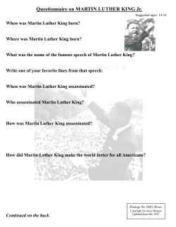 Questionnaire on MARTIN LUTHER KING Jr.
