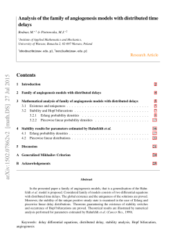 Analysis of the family of angiogenesis models with distributed time