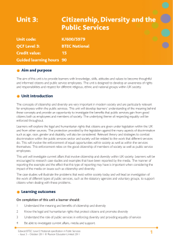 Unit 3: Citizenship, Diversity and the Public Services