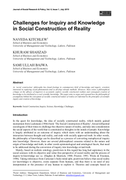 Challenges for Inquiry and Knowledge in Social Construction of