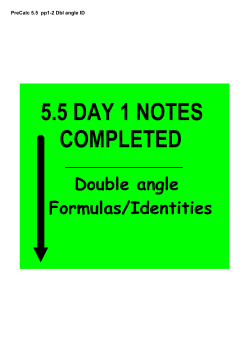 Day 1: Double Angle Identities