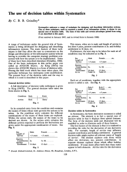 The use of decision tables within Systematics