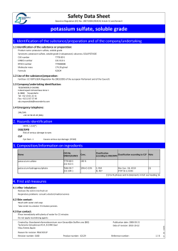 Safety Data Sheet potassium sulfate, soluble grade